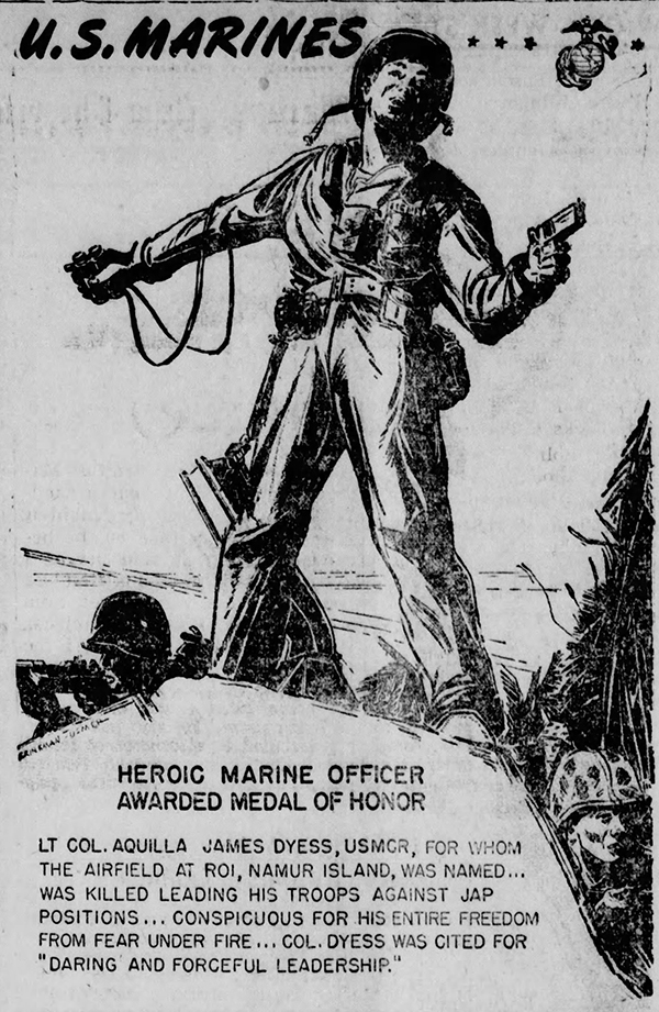 A newspaper artist's impression of Big Red's final moments appeared in the Sikeston (MO) Standard, 22 December 1944.